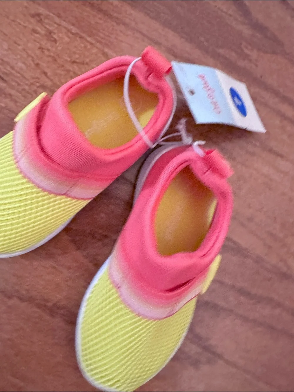 Cat & Jack Yellow Mesh Slip-On Water Shoes with Pink Collar